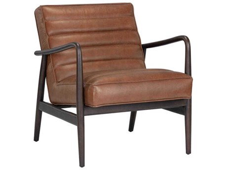 Sunpan Lyric Brown Leather Accent Chair