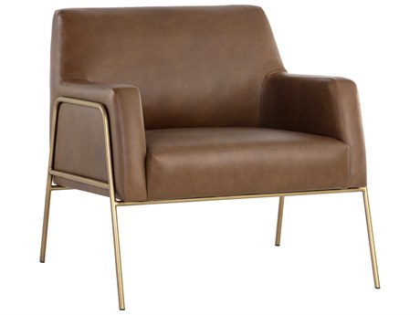 Sunpan Mixt Cybil Brown Leather Accent Chair