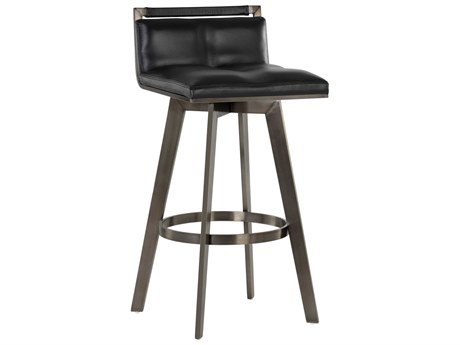 Sunpan Ikon Arizona Swivel Castillo Black Antique Brass Bar Stool