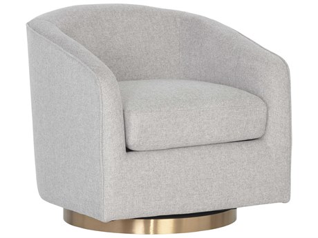 Sunpan Hazel Swivel Gray Fabric Accent Chair