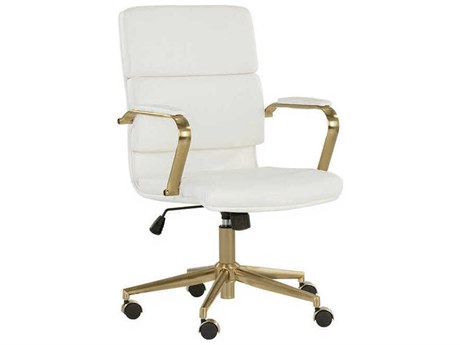 Sunpan Kleo White Faux Leather Swivel Computer Office Chair