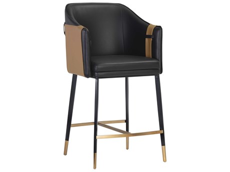 Sunpan Ikon Carter Napa Black Cognac Counter Stool