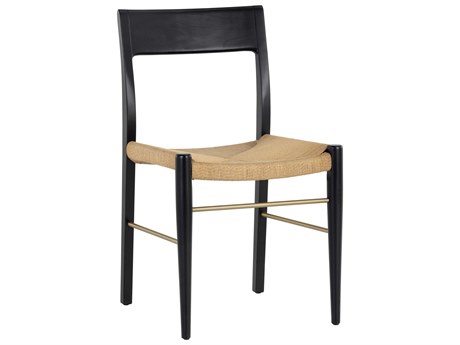 Sunpan Beech Wood Black Upholstered Side Dining Chair