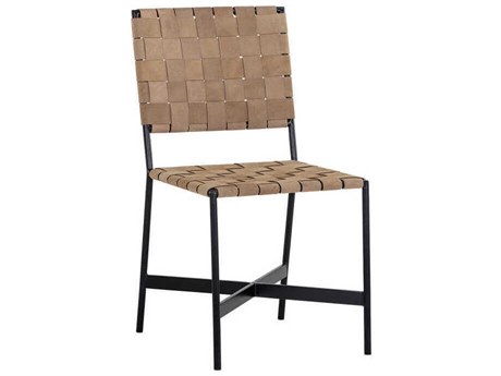 Sunpan Omari Brown Leather Side Dining Chair