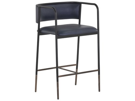 Sunpan Brenan Bravo Admiral Black Antique Brass Counter Stool