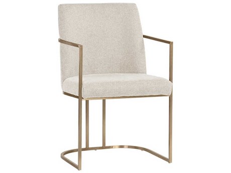 Sunpan Rayla Beige Upholstered Arm Dining Chair