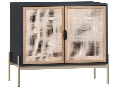 Sunpan Artezia Avida 37" Oak Wood Black Gold Sideboard