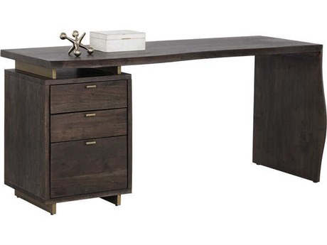 Sunpan Lewis Dark Brown Acacia Wood Secretary Desk