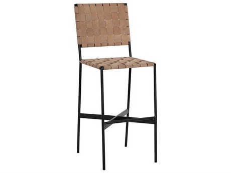 Sunpan Omari Suede Light Tan Leather Bar Stool