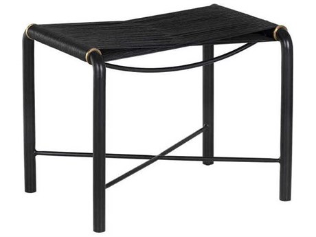 Sunpan Riz Black Leather Accent Stool