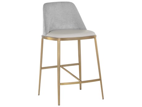 Sunpan Ikon Dover Upholstered Napa Stone Polo Club Gold Counter Stool