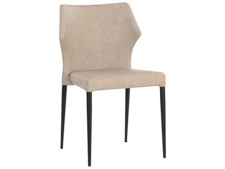 Sunpan James Beige Faux Leather Side Dining Chair