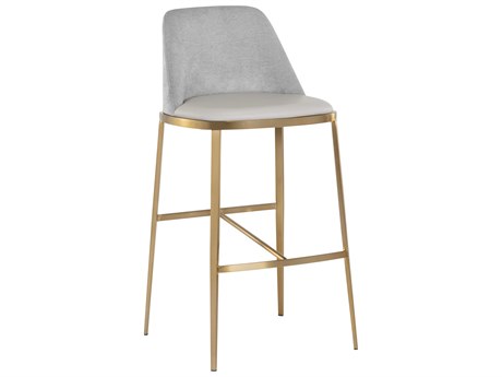 Sunpan Ikon Dover Upholstered Napa Stone Polo Club Gold Bar Stool