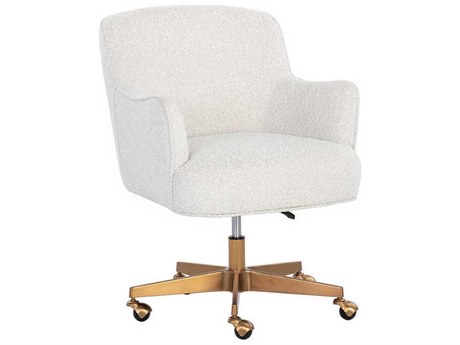 Sunpan Karina Copenhagen White Upholstered Adjustable Coumputer Chair