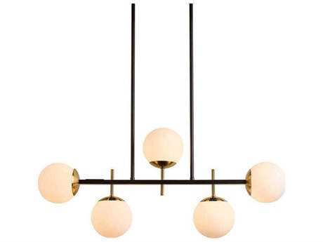 Sunpan Keiley 5-Light White Matte Black Globe Island Pendant