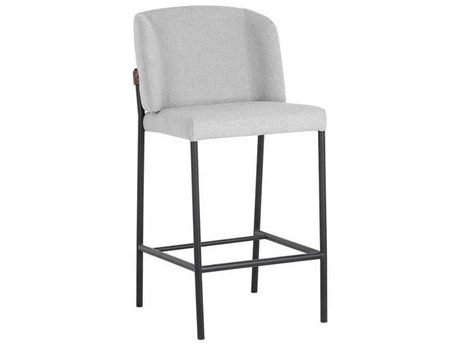 Sunpan Pearce Light Grey Bravo Cognac Upholstered Counter Stool