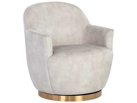 Sunpan Casey Swivel Cream Fabric Accent Chair