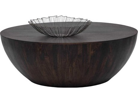 Sunpan Kinsley Round Wood Dark Brown Coffee Table