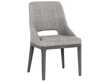Sunpan Estrada Oak Wood Gray Upholstered Side Dining Chair