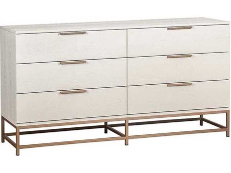 Sunpan Rebel 6-Drawers Beige Oak Wood Double Dresser