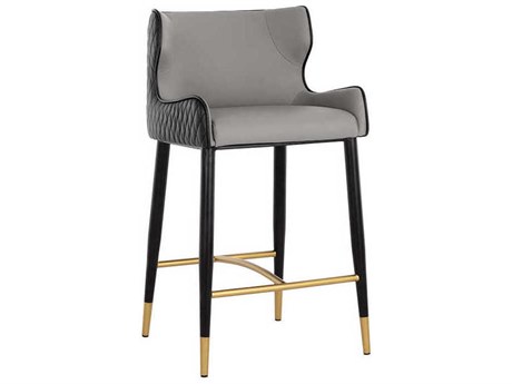 Sunpan Gianni Dillon Stratus Black Faux Leather Counter Stool