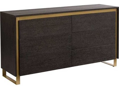 Sunpan Alvaro 6-Drawers Gray Oak Wood Double Dresser