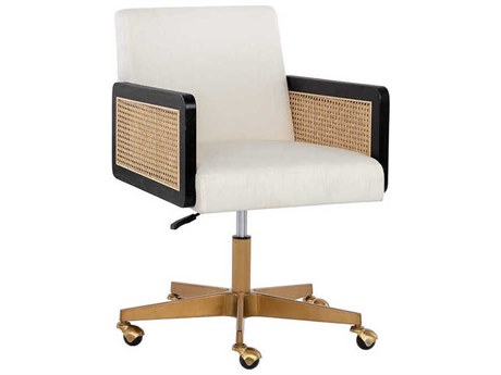 Sunpan Claudette Linoso Ivory Upholstered Adjustable Computer Chair