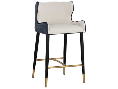 Sunpan Gianni Dillon Cream Thunder Faux Leather Counter Stool