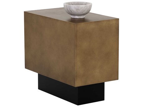Sunpan Blakely Rectangular Metal Antique Brass End Table