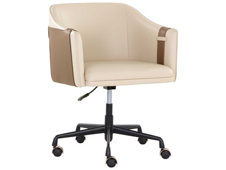 Sunpan Carter Napa Beige Faux Leather Adjustable Computer Chair