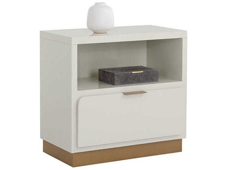 Sunpan Jenkins 1-Drawer High Gloss Cream Nightstand