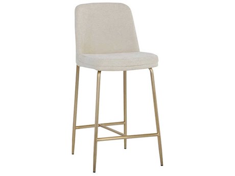 Sunpan Zeke Antique Brass Bergen Ivory Upholstered Counter Stool
