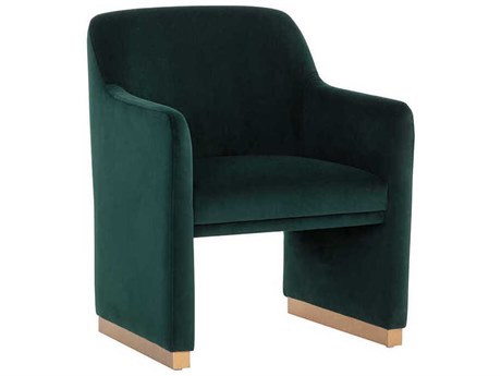 Sunpan Jaime Green Upholstered Arm Dining Chair