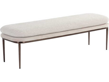 Sunpan Koffi Dark Bronze Chacha Cream Meg Taupe Upholstered Accent Bench