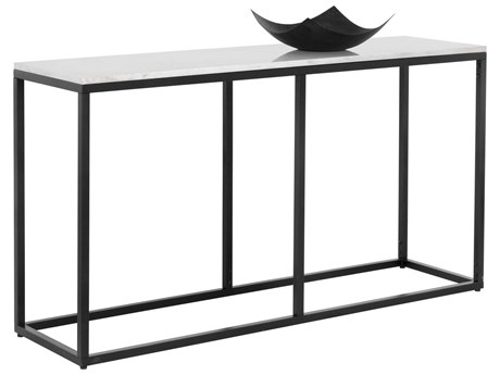 Sunpan Ellery Rectangular Marble Matte Black Console Table