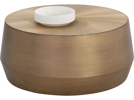 Sunpan Creed Round Metal Antique Gold Coffee Table