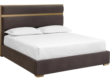 Sunpan Reign Meg Ash Brown Upholstered King Platform Bed