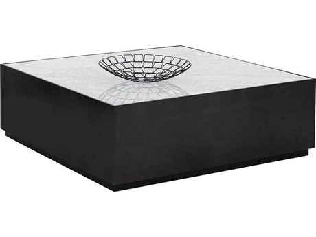 Sunpan Selah Square Marble White Black Coffee Table