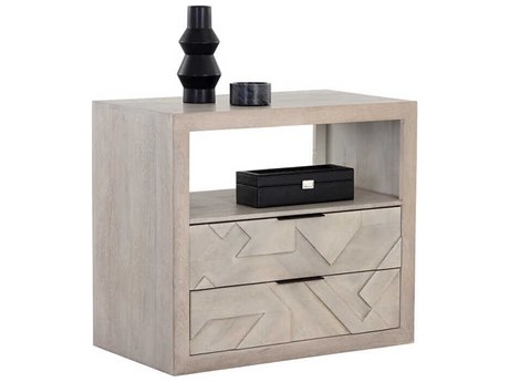 Sunpan Lisboa 2-Drawers Gray Mango Wood Nightstand