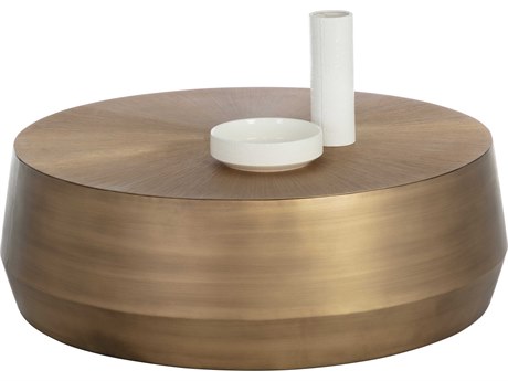 Sunpan Creed Round Metal Antique Gold Coffee Table