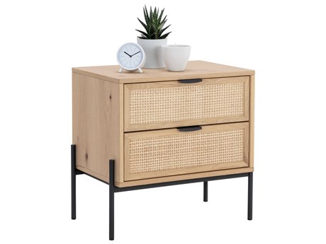 Sunpan Avida 2-Drawers Oak Wood Nightstand