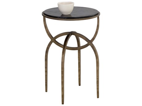 Sunpan Alicent Round Black Marble End Table