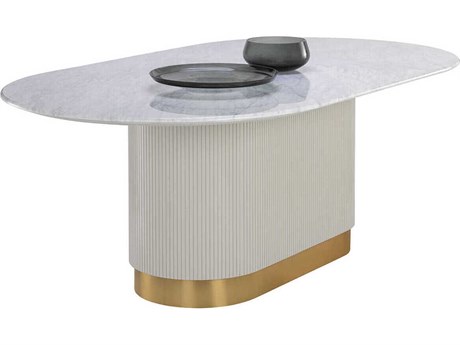 Sunpan Paloma Oval White Marble Dining Table