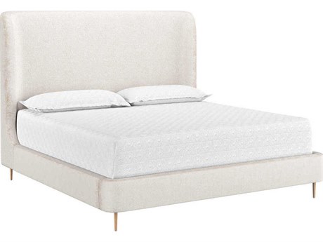 Sunpan Tierra Bergen Taupe White Upholstered King Platform Bed