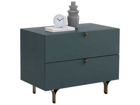 Sunpan Celine 2-Drawers Blue Acacia Wood Nightstand