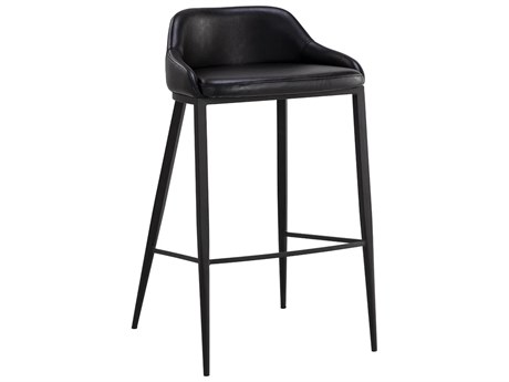 Sunpan Astra Black Nightfall Faux Leather Bar Stool