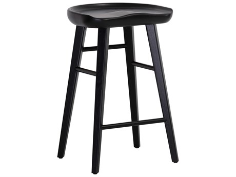 Sunpan Dominic Black Oak Wood Bar Stool