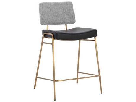 Sunpan Brinley Gold Nightfall Black Chacha Grey Upholstered Counter Stool