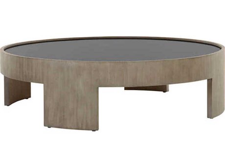 Sunpan Westport Round Glass Smoked Ash Grey Coffee Table