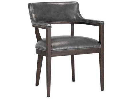 Sunpan Westport Oak Wood Brown Leather Arm Dining Chair